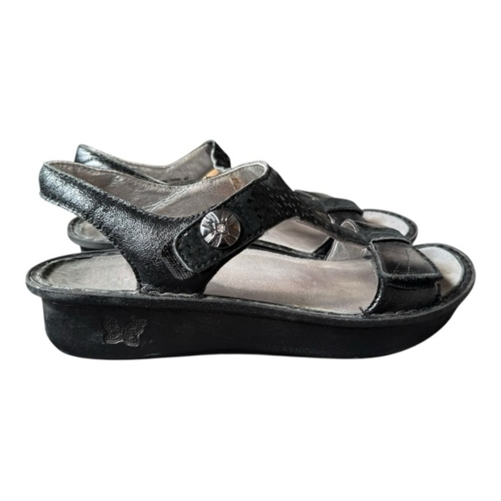 ALEGRIA Kendra Black Shimmer T-Strap KEN-765 Sandals 40 Womens 9.5